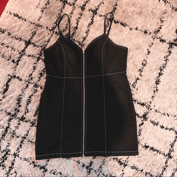 Black Denim Zip-Up Mini Dress - Picture 2 of 2